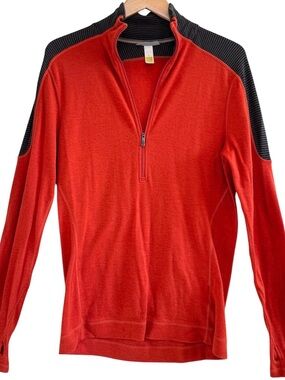 Smartwool Men’s Women’s 100% Merino Wool 3/4 Zip Grey Orange Pullover Size Large